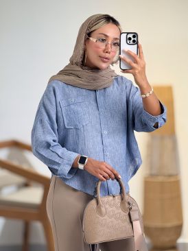 شومیز لینن پشت بندی کد 21004 